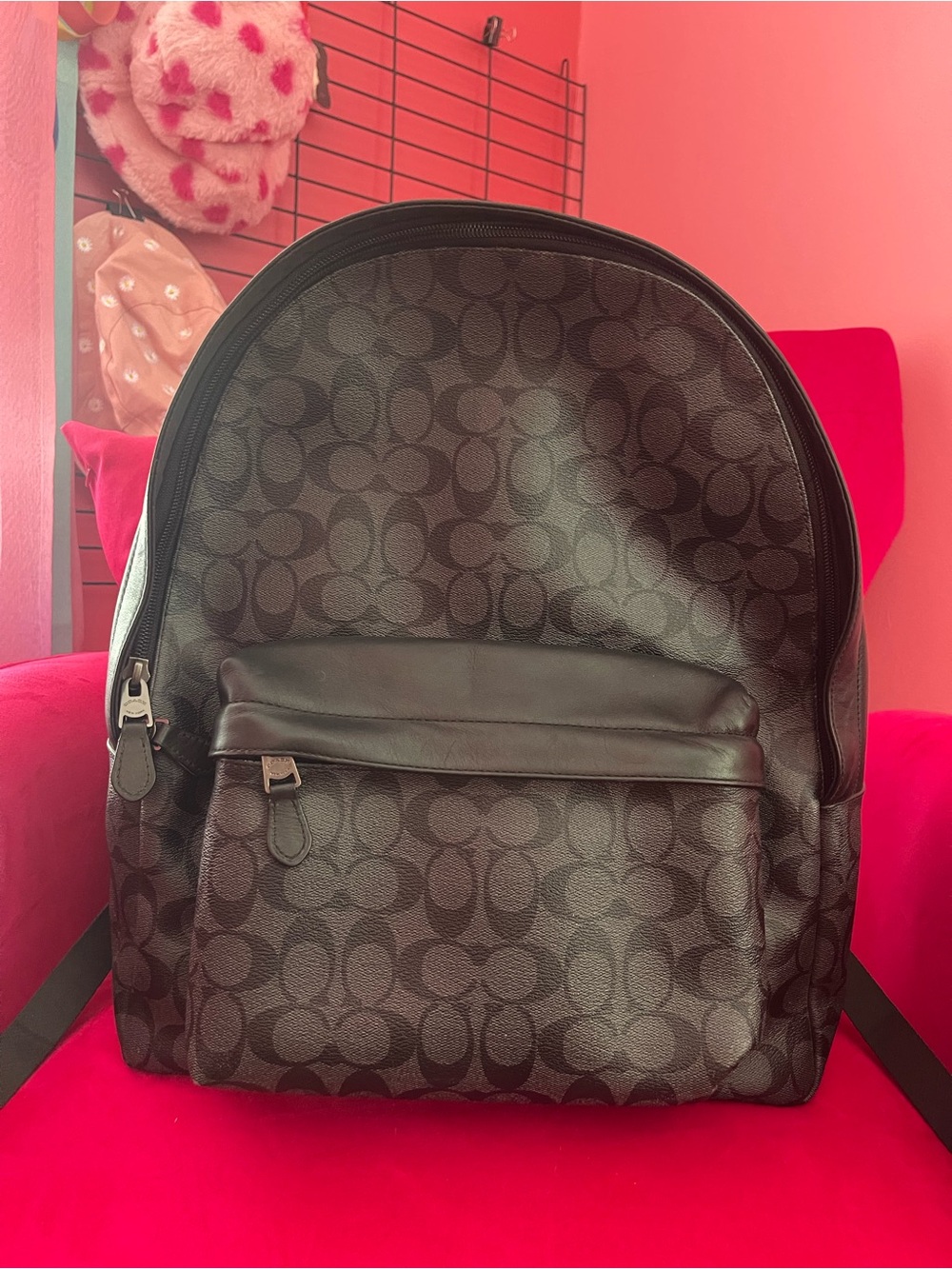 Coach West Backpack in Signature Canvas (Colorway: Charcoal/Black).